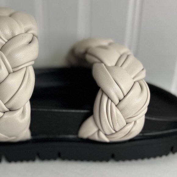 Steve Madden Womens Choice Woven Faux Leather Flatform Sandals in Bone Size 8 - Picture 2 of 8